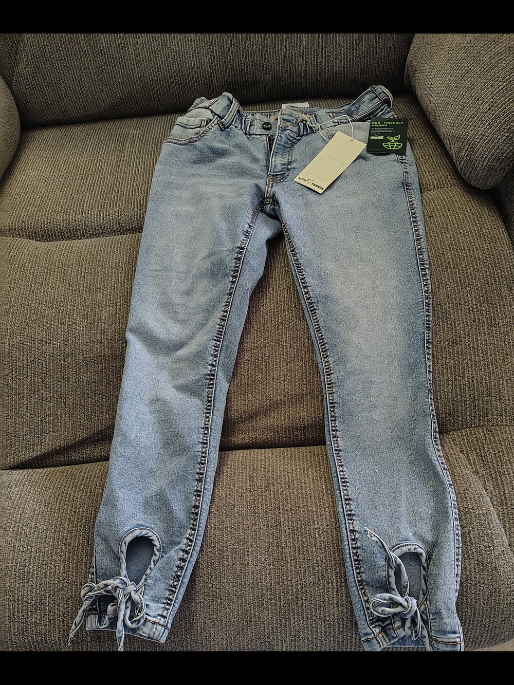 Tie-Hem Light Blue Skinny Jeans for Women